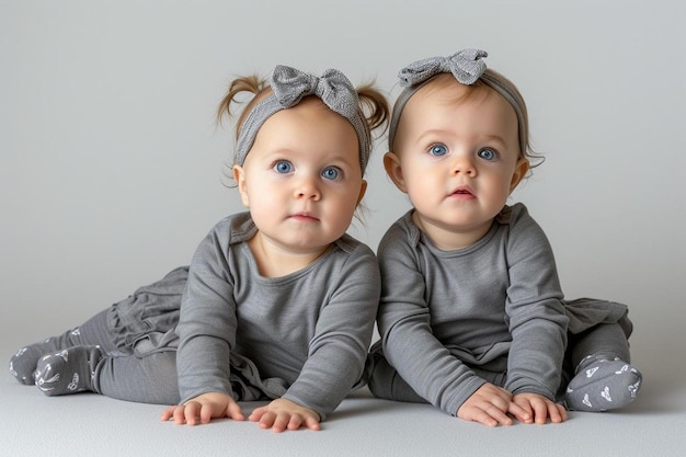 Foto un par de bebés sentados uno al lado del otro