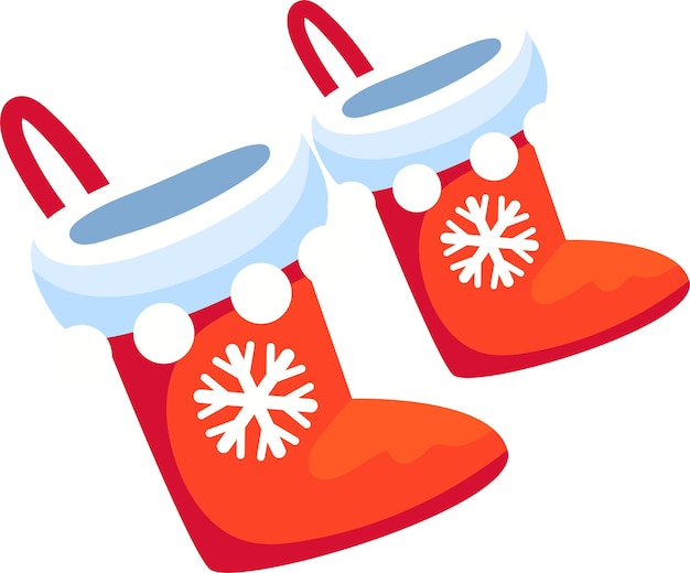 un par de botas de Santa Claus con copos de nieve en ellos