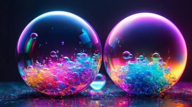 Un par de burbujas de jabón en la mesa