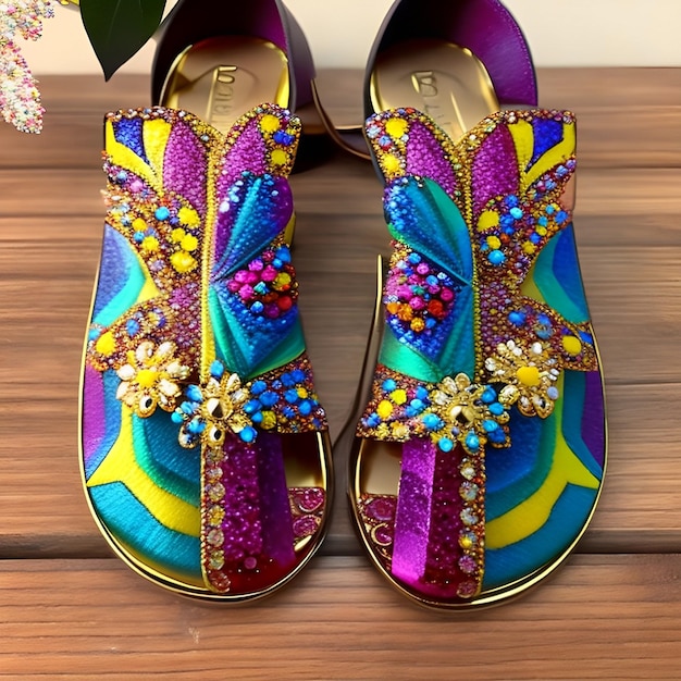 Un par de coloridos zapatos de la marca mardi gras.