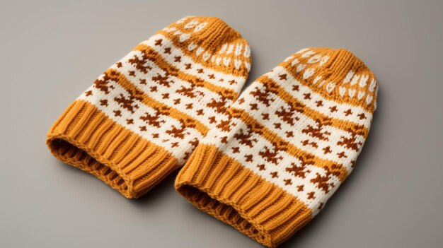 Un par de cómodos guantes de punto con estampados inspirados en el otoño.