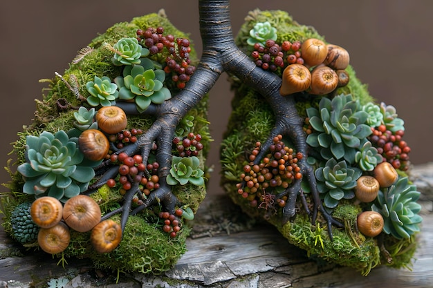 Foto par de pulmões criados a partir de plantas