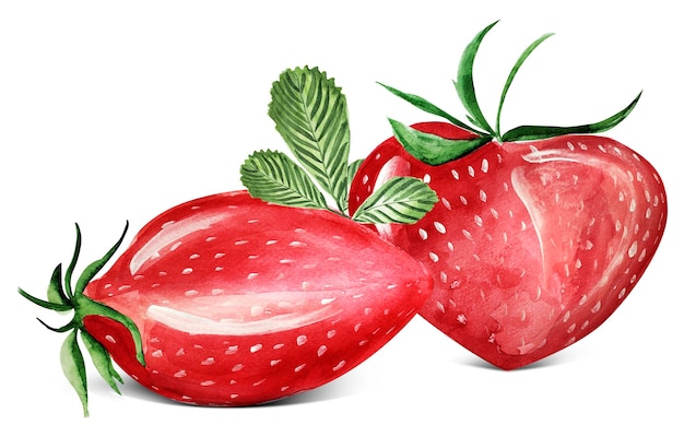 Par de fresas acuarela único elemento aislado