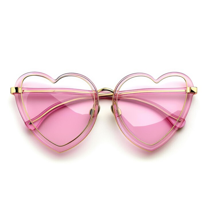 un par de gafas en forma de corazón con un marco en forma de corazon