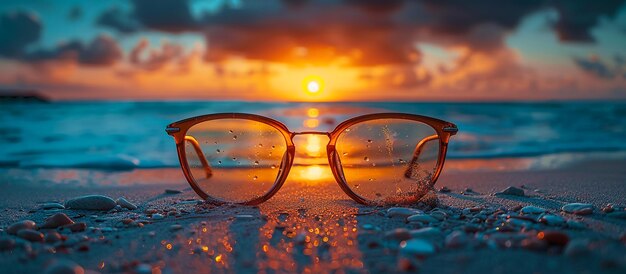 un par de gafas que están en la playa