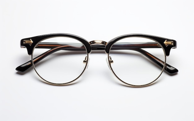 Par de gafas con reemplazo de bisagra sobre un fondo blanco