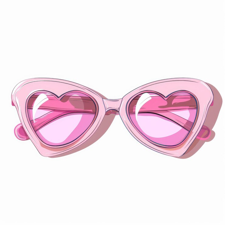 un par de gafas rosadas con un corazón rosa en el frente