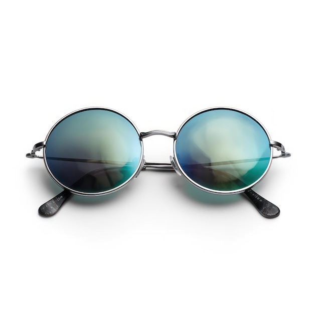 Un par de gafas de sol con lentes azules y lentes verdes.