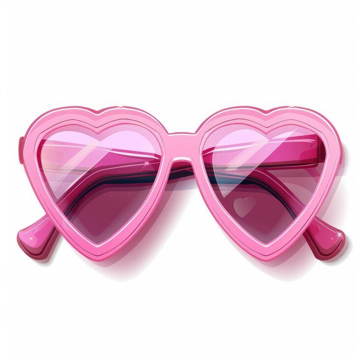 un par de gafas de sol rosas con un corazón rosa en el frente