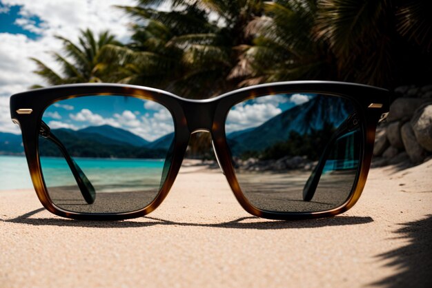 Un par de gafas de sol en una tumbona