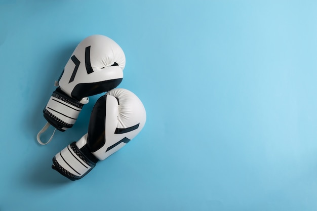 Un par de guantes de boxeo en blanco y negro.