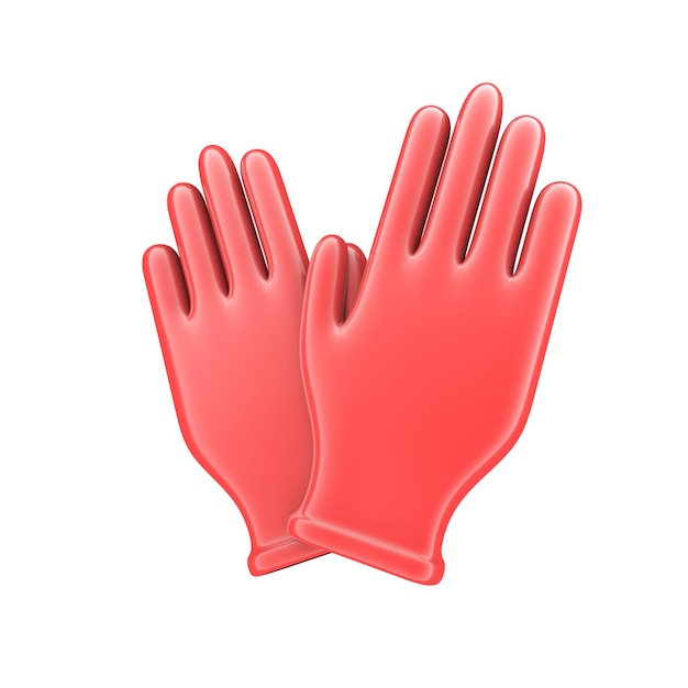 Un par de guantes de goma rojos con el número 2 en la parte superior.