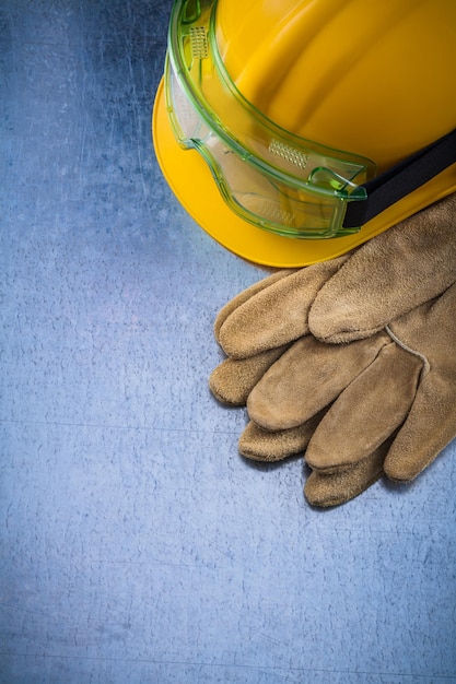 Par de guantes de trabajo de seguridad casco de construcción y pr transparente