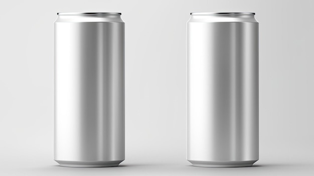 Un par de latas de aluminio con fondo blanco.