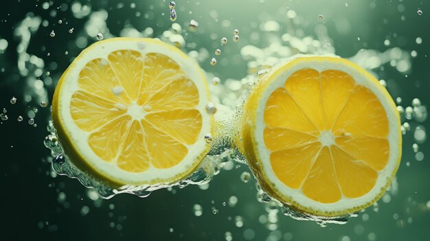 Un par de limones que están en el agua.