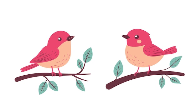 Un par de lindos pájaros robin rojos posados en la rama de un árbol