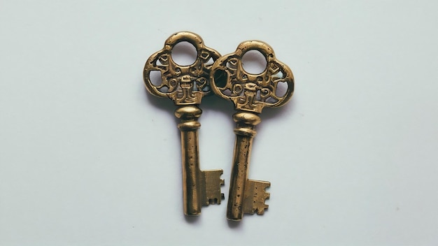 Un par de llaves de metal aisladas