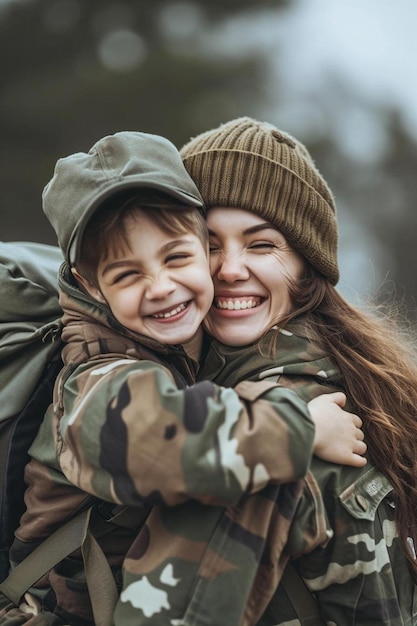 Foto un par de niños que se abrazan