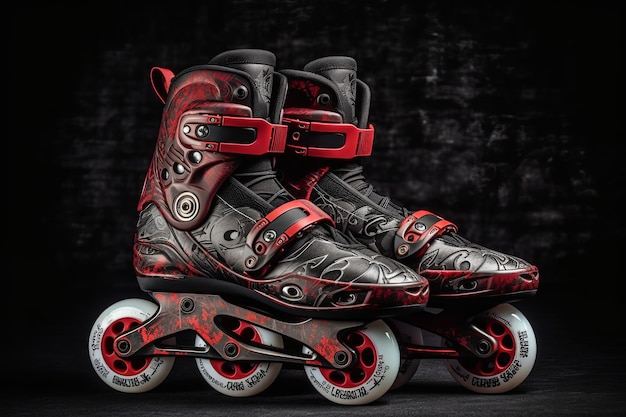 Un par de patines con diseño de calavera en ellos