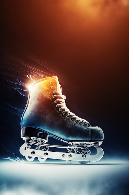 Un par de patines de hielo con un fondo azul y la palabra hielo.