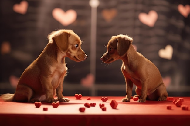 un par de perros pequeños sentados uno al lado del otro