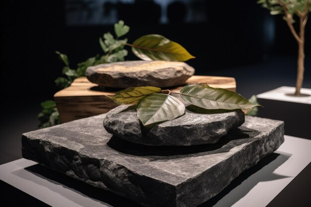 Un par de rocas sobre una mesa IA generativa