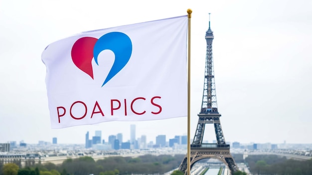 PARÍS, Francia, 7 de julio de 2023 Icono de los Juegos Olímpicos de Verano París 2024 En manos del atleta Olímpico Moderno
