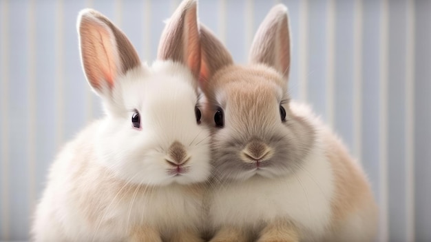 Un par de tiernos conejos acurrucándose juntos Generado por IA