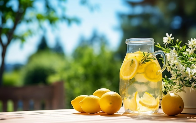 Un par de vasos de limonada encima de una mesa AI