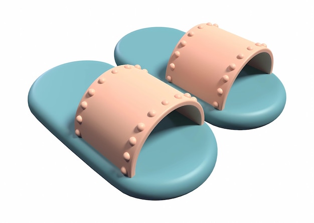 un par de zapatillas azules con botones rosados y una tapa azul