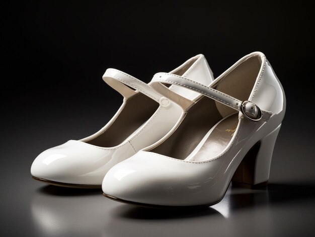 Un par de zapatos blancos con una correa que dice "soy una dama"