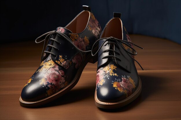 Un par de zapatos con un estampado floral para un estilo primaveral creado con ai generativo