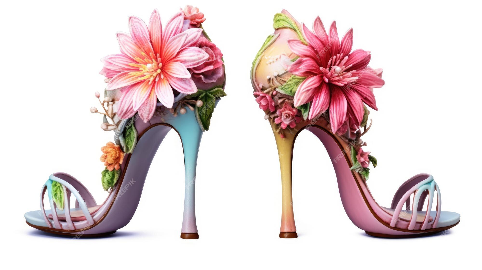 Un par de zapatos flores en ellos. | Foto Premium