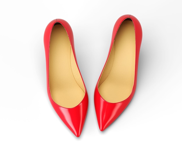 Un par de zapatos de mujer rojos vista superior ilustración de representación 3D