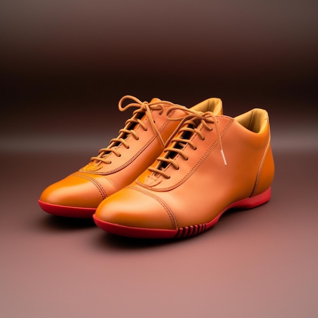 un par de zapatos naranjas con cordones naranjas en las suelas.
