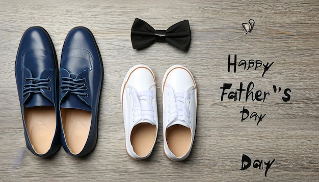 Un par de zapatos con las palabras feliz día del padre escritas en él.