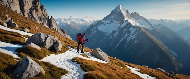 para publicidade e banner como Alpine Adventure Capturando a emoção da terra de montanha de alta altitude