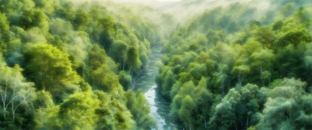 Foto para publicidade e banner como forest canopy um dossel de aquarela de vegetação florestal de um olho de pássaro