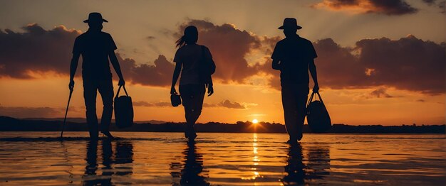 Foto para publicidade e banner como sunset silhouettes capturando as silhuetas dramáticas das paisagens