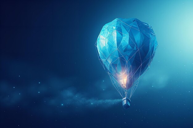 Un paracaídas digital en un telón de fondo digital una imagen tecnológica con un espacio IA generativa