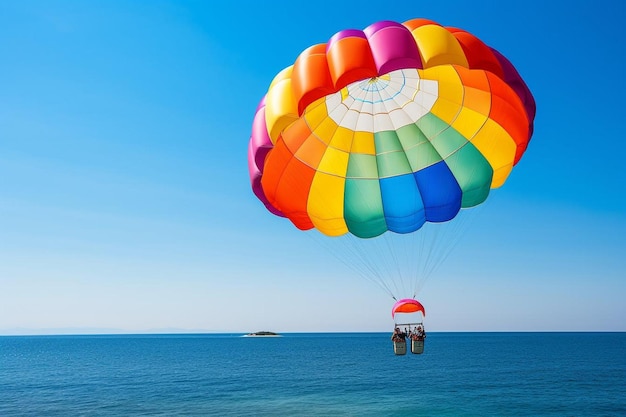 Paracaídas sobre un mar azul brillante