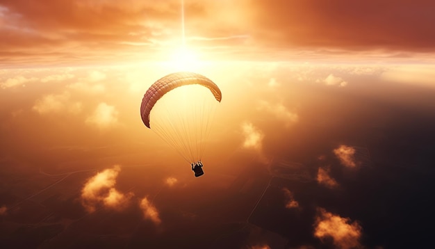 Paracaídas volando en el cielo