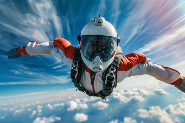 Foto un paracaidista se desliza por el aire con un traje de alas que captura una sensación de libertad y emoción