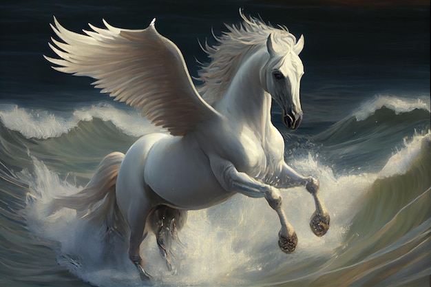 Paracaidista Pegasus en el cielo nocturno Generado por IA