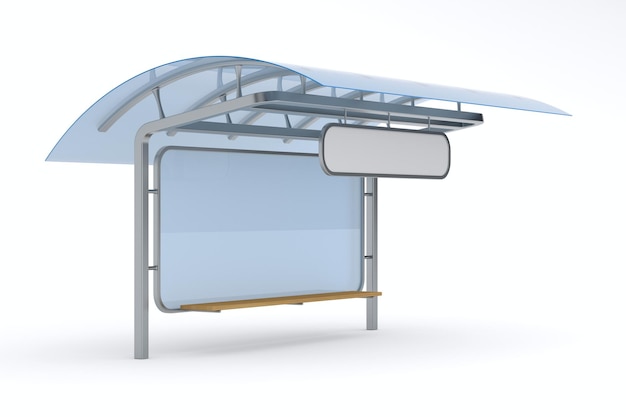 Parada de ônibus na ilustração 3D isolada de fundo branco