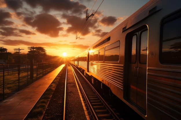 Parada de salida del tren al atardecer Público urbano Generar Ai