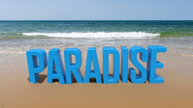 Paradieswort auf einem Strand 3D-Rendering