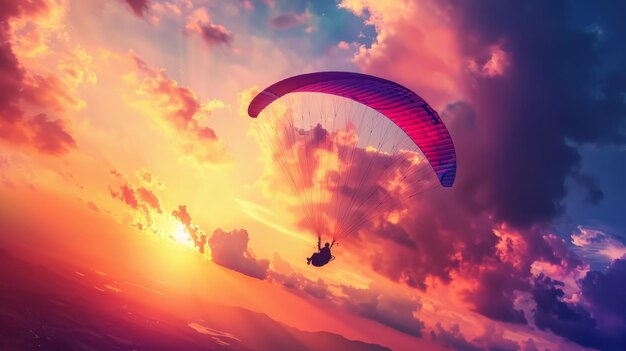 Paraglider-Silhouette farbenfroher Himmel Freiheit