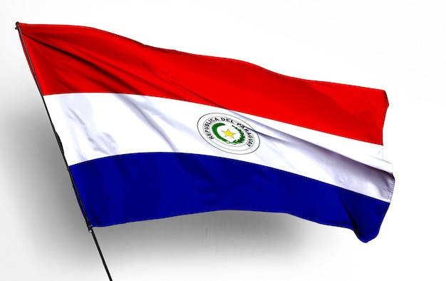paraguai 3D agitando bandeira e imagem de fundo branco