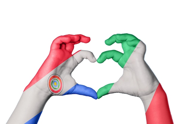 Paraguai Itália Coração Gesto da mão fazendo coração